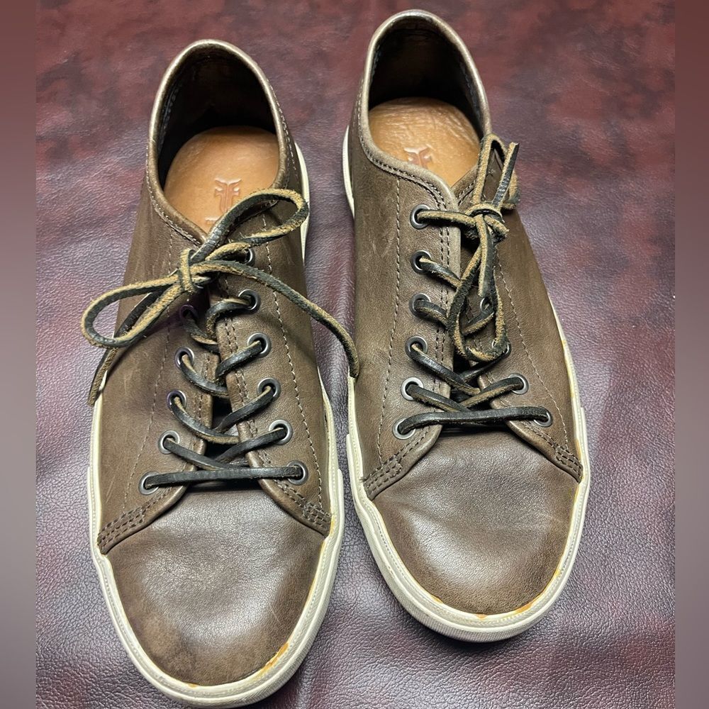 Frye Astor‎ low lace leather sneakers brown size 8